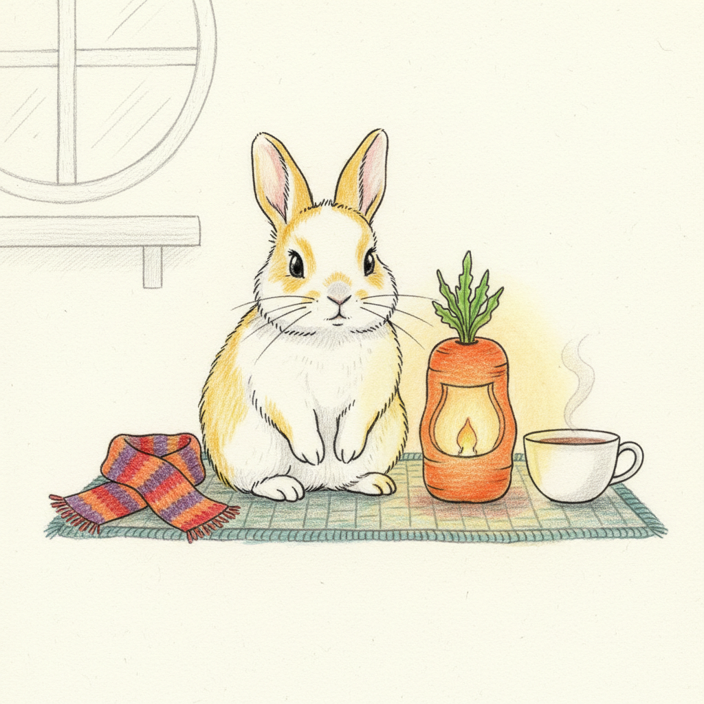 Scarf, lantern, and tea cup without hiding the outline.